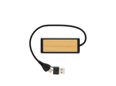 Link Dual Input USB Hub aus RCS rec. Kunststoff und Bambus