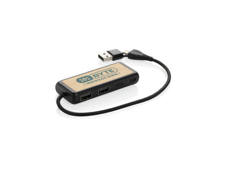 Link Dual Input USB Hub aus RCS rec. Kunststoff und Bambus