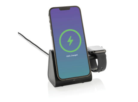 Powerbase 3-in-1-Charger aus RCS Kunststoff mit Powerbank