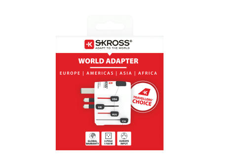 SKROSS Pro 3-Pole World Travel Adapter