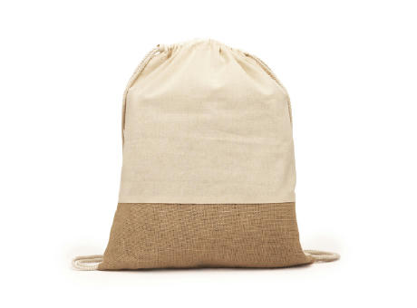 WILKES COTTON/JUTE DRAWSTRING BAG GREIGE