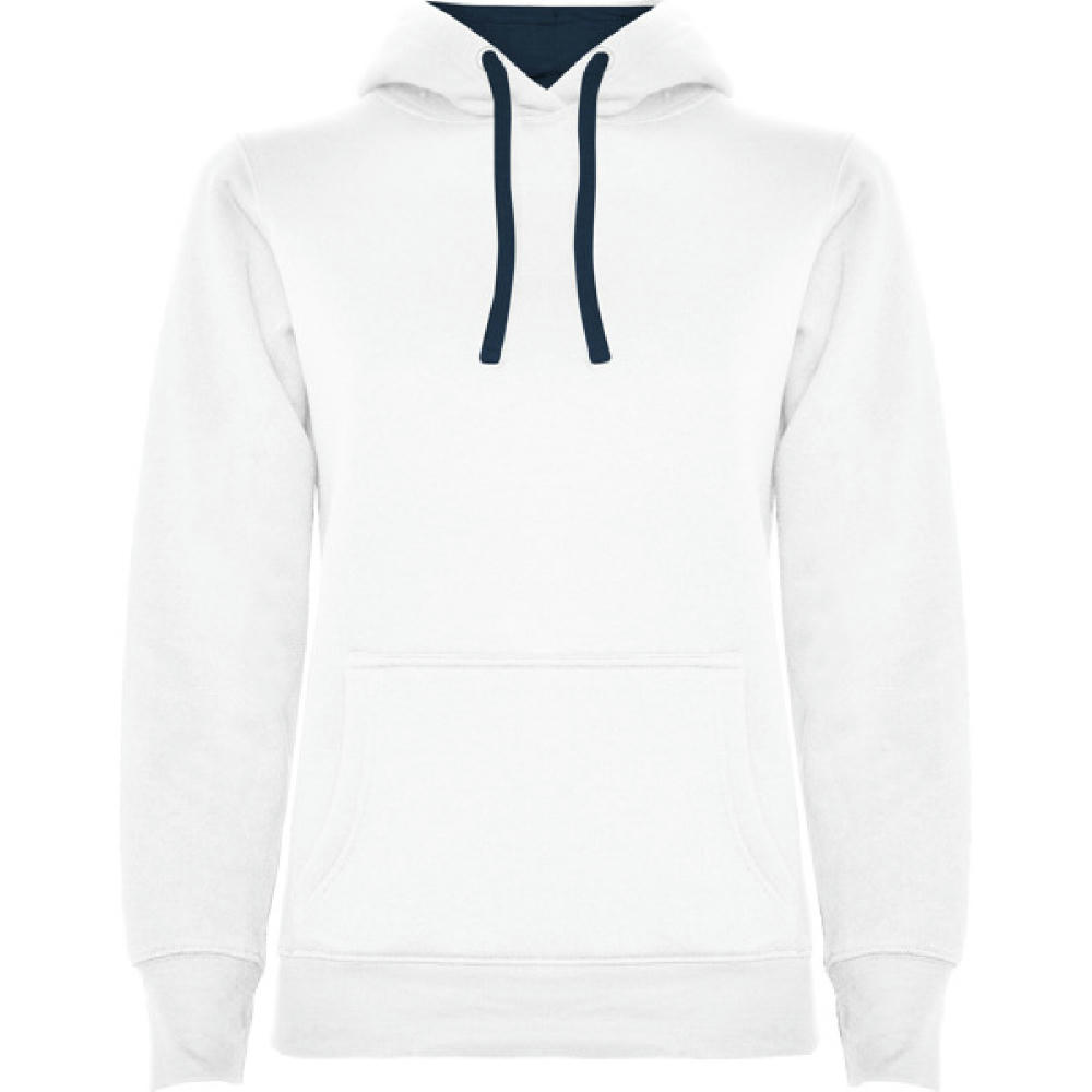 URBAN WOMAN HOODED SWEATSHIRT S/S WHITE/NAVY BLUE