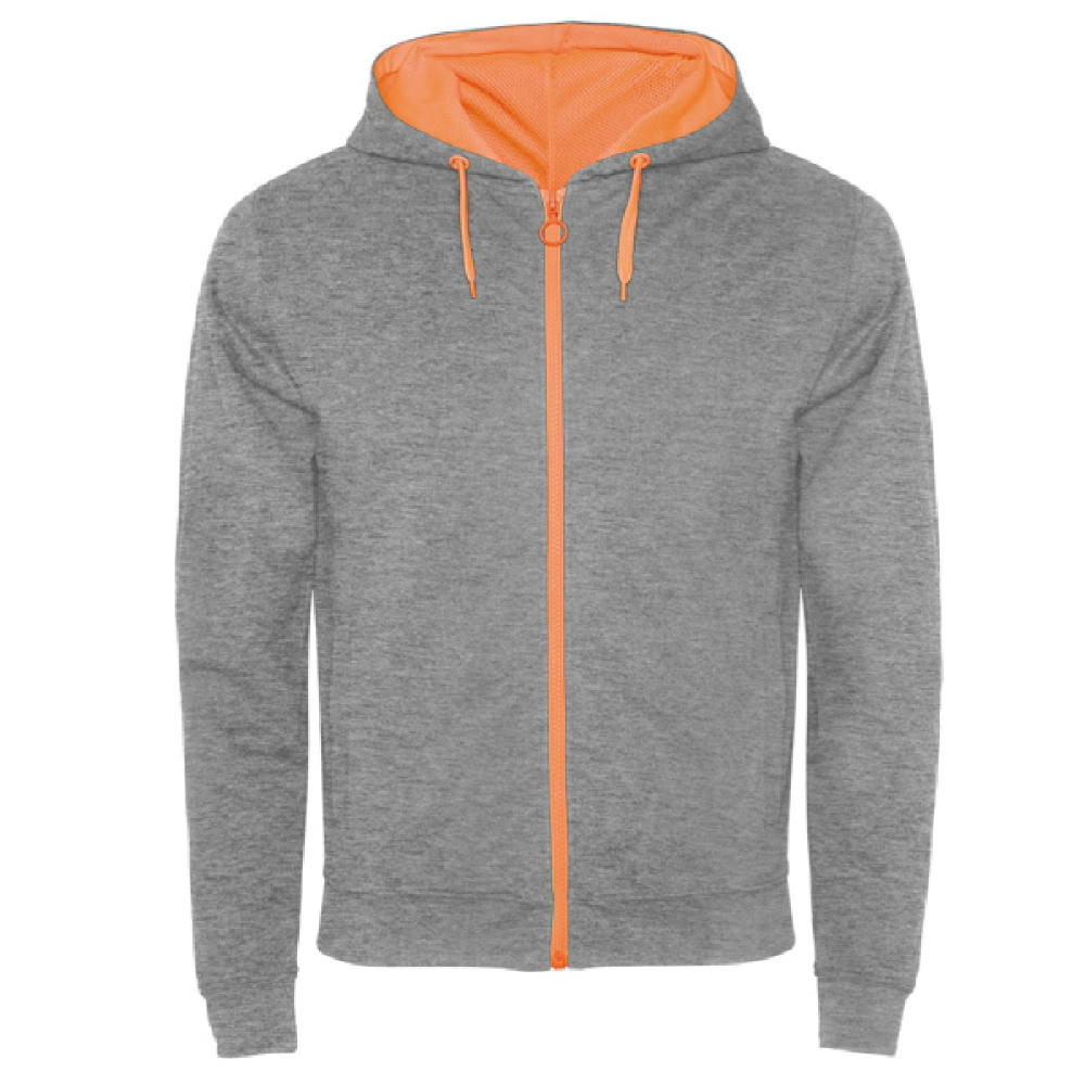 SWEAT-JACKE FUJI S/S GRAUMELIERT/ FLUOR ORANGE