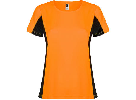 T-SHIRT SHANGHAI WOMAN S/S FLUOR ORANGE/SCHWARZ