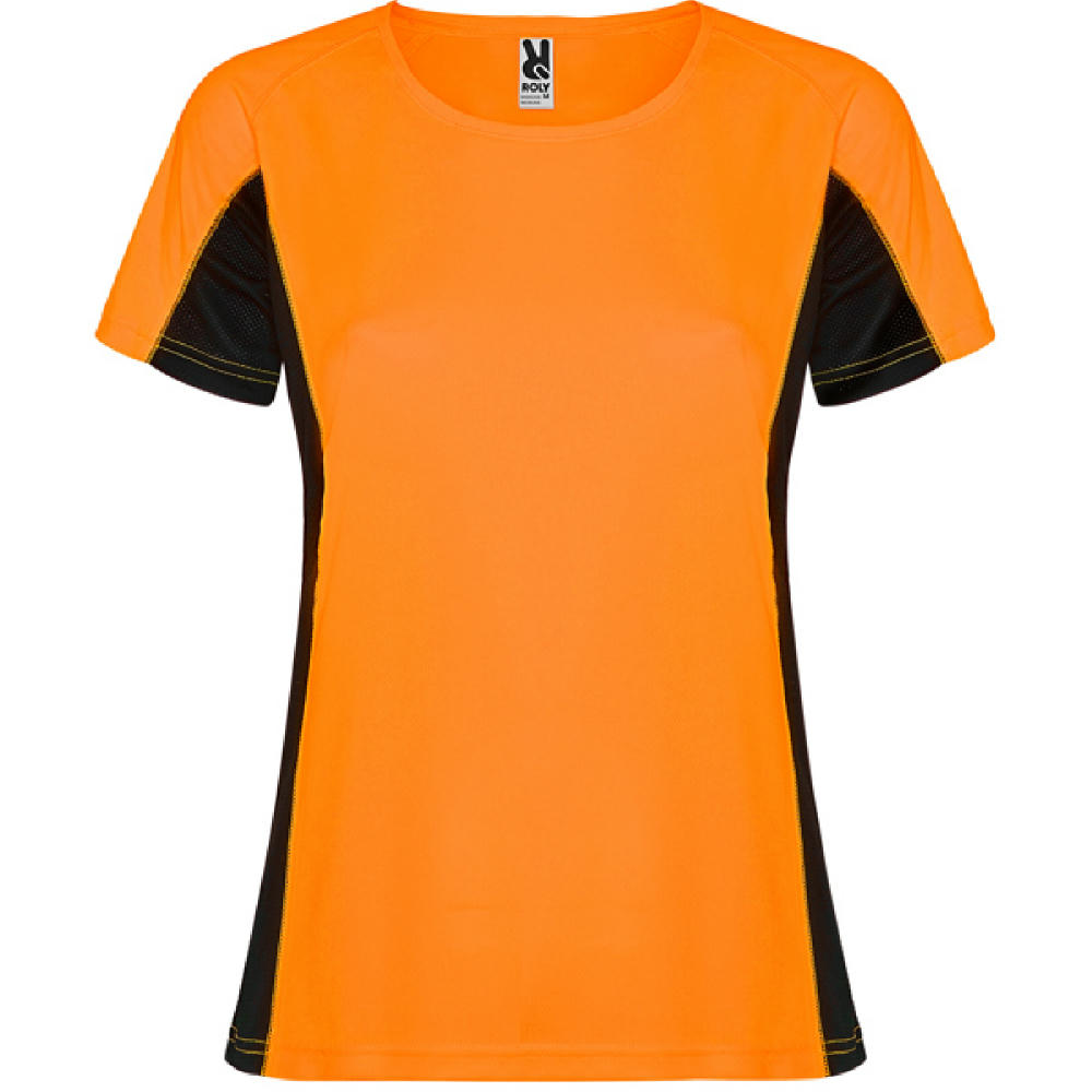 T-SHIRT SHANGHAI WOMAN S/S FLUOR ORANGE/SCHWARZ