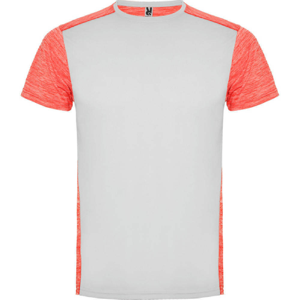 T-SHIRT ZOLDER S/S WEIß/FLUOR KORAL MELIERT