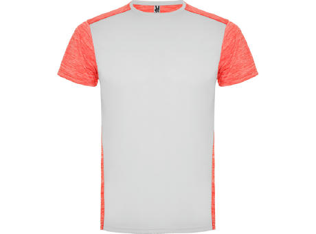 T-SHIRT ZOLDER S/S WEIß/FLUOR KORAL MELIERT