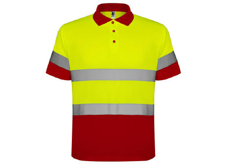 HV POLARIS POLO SHIRT S/S JOB RED/FLUOR YELLOW