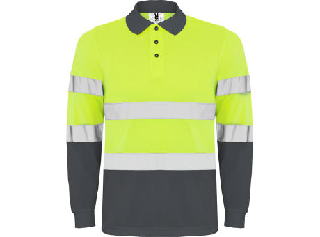 AV POLARIS LONG SLEEVE POLO SHIRT S/3XL LEAD/FLUOR YELLOW