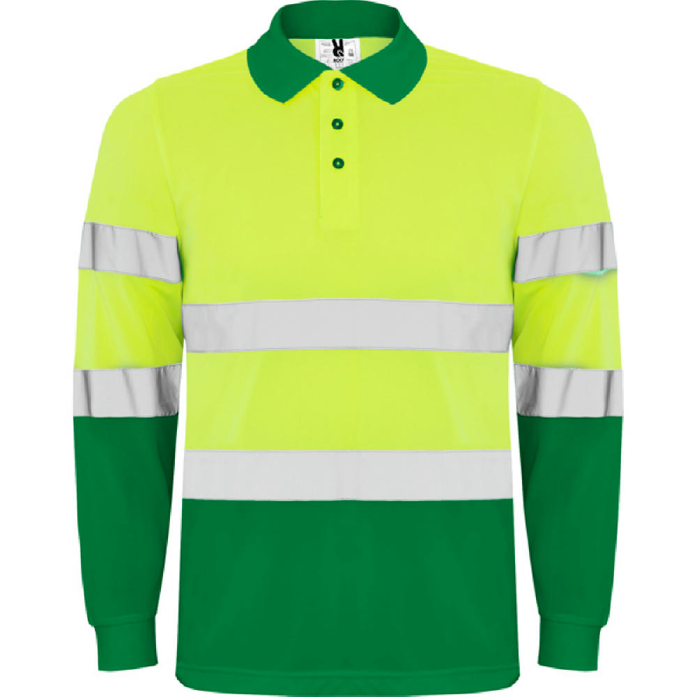 AV POLARIS LONG SLEEVE POLO SHIRT S/L GARDEN GREEN/FLUOR YELLOW