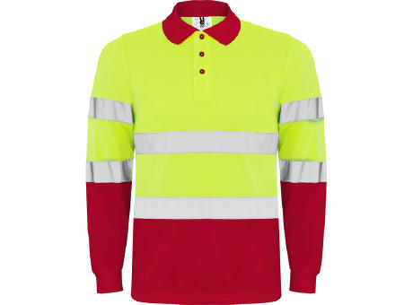 HV POLARIS LONG SLEEVE POLO SHIRT S/S JOB RED/FLUOR YELLOW