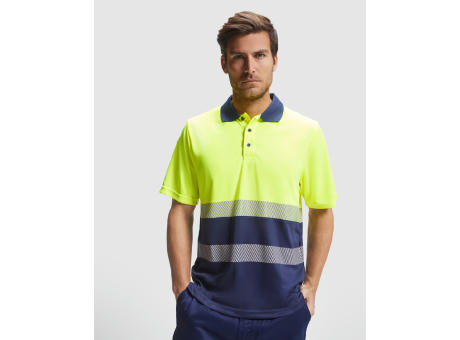 VEGA POLO SHIRT S/S NAVY BLUE/FLUOR YELLOW