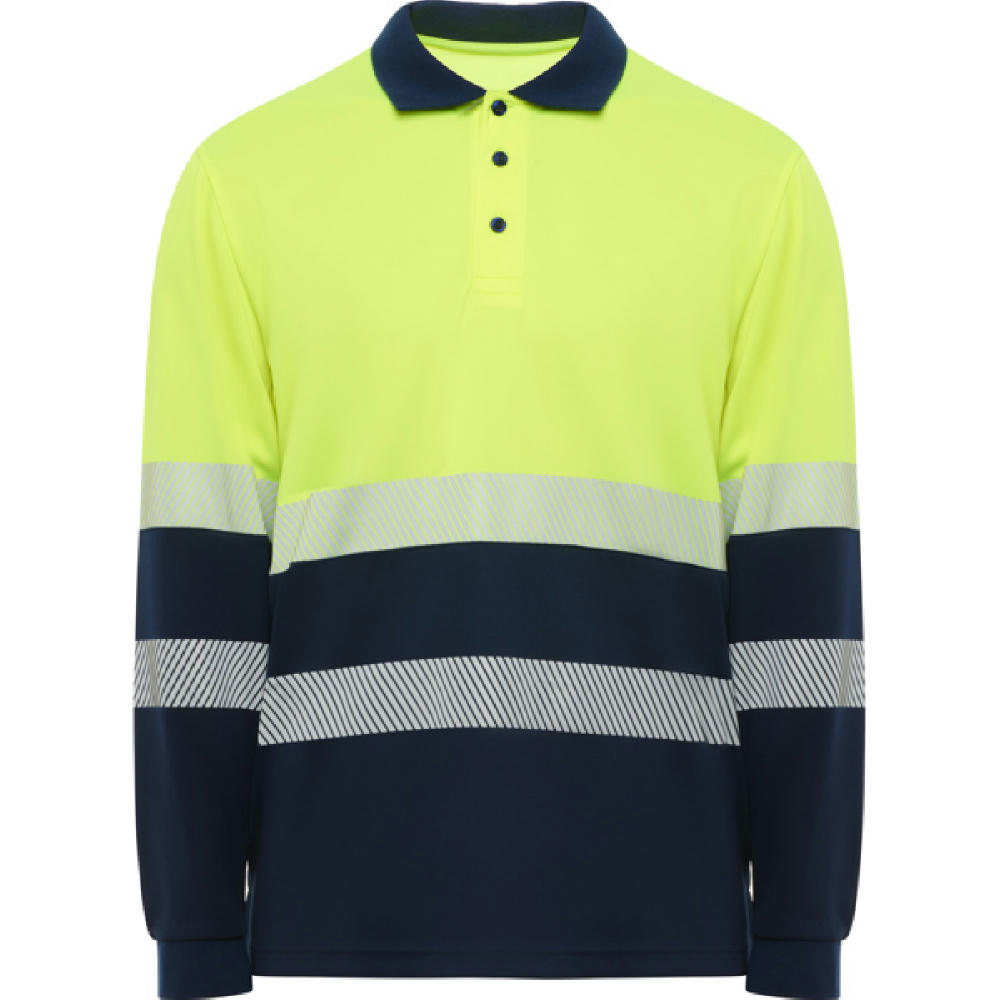 VEGA LONG SLEEVE POLO SHIRT S/S NAVY BLUE/FLUOR YELLOW