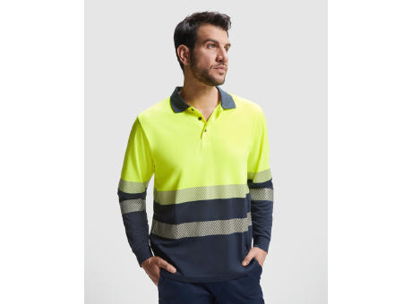 VEGA LONG SLEEVE POLO SHIRT S/S NAVY BLUE/FLUOR YELLOW