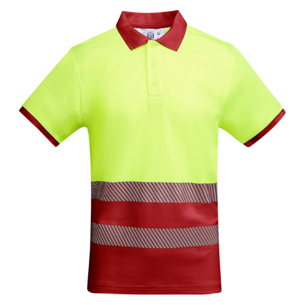 HV ATRIO POLO SHIRT S/XL JOB RED/FLUOR YELLOW