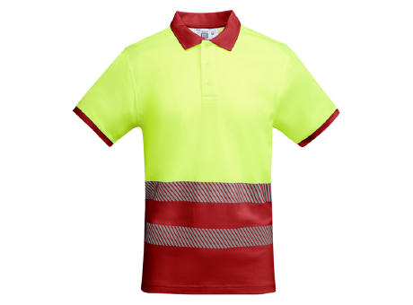 HV ATRIO POLO SHIRT S/XL JOB RED/FLUOR YELLOW