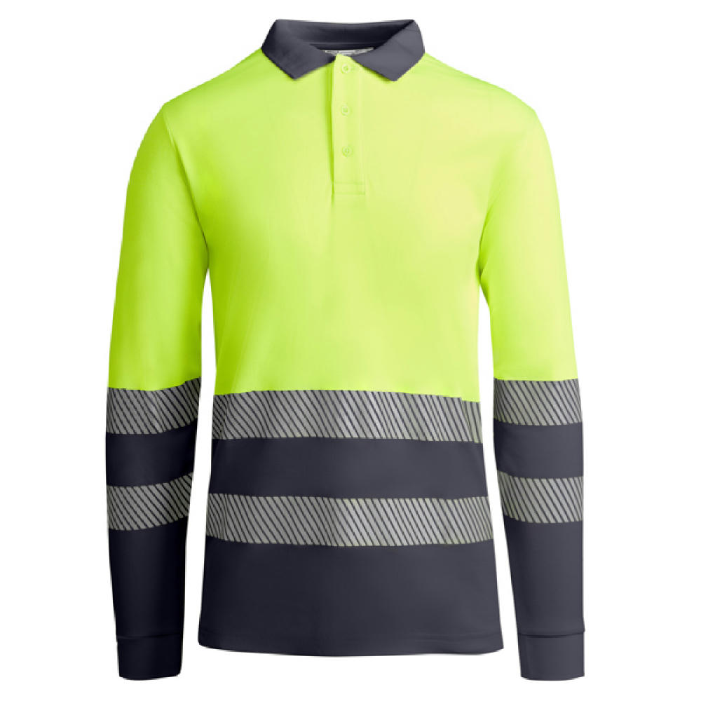 AV ATRIO LONG SLEEVE POLO SHIRT S/XXL LEAD/FLUOR YELLOW