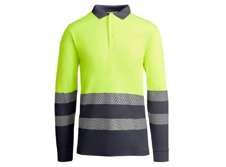 AV ATRIO LONG SLEEVE POLO SHIRT S/XXL LEAD/FLUOR YELLOW