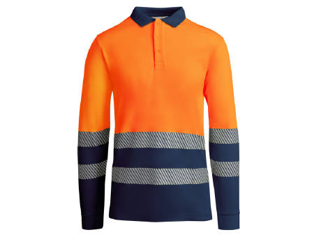 AV ATRIO LONG SLEEVE POLO SHIRT S/4XL NAVY BLUE/FLUOR ORANGE