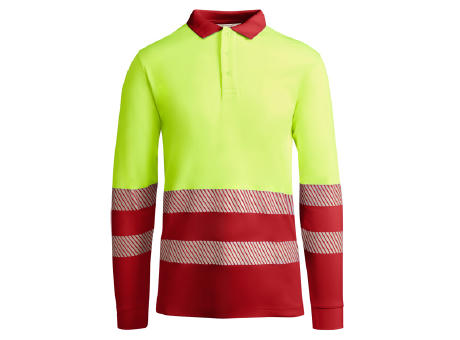 HV ATRIO LONG SLEEVE POLO SHIRT S/S JOB RED/FLUOR YELLOW