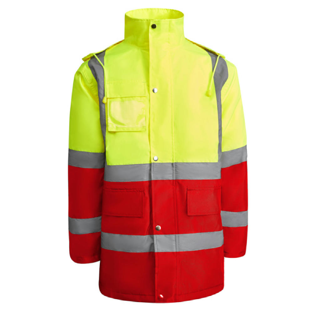 HV MERAK PARKA S/S JOB RED/FLUOR YELLOW