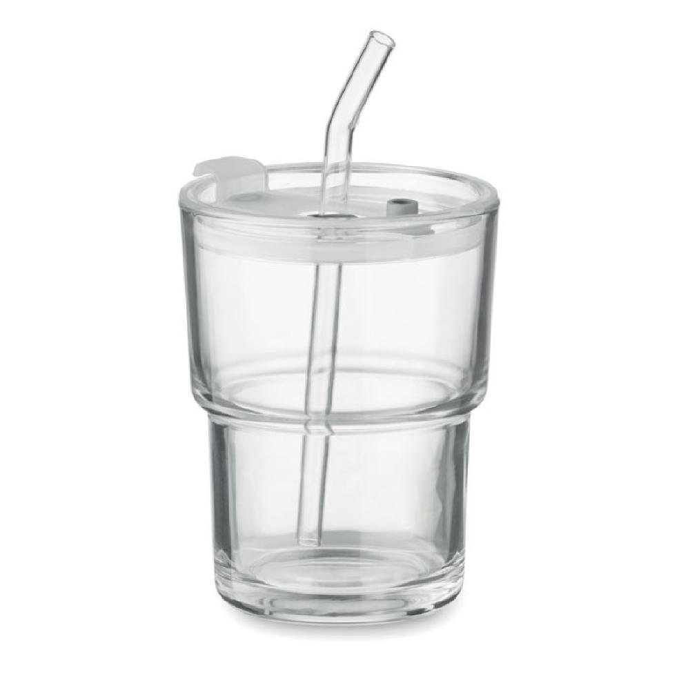 Glasbecher mit Trinkhalm 400ml