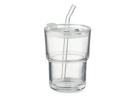 Glasbecher mit Trinkhalm 400ml