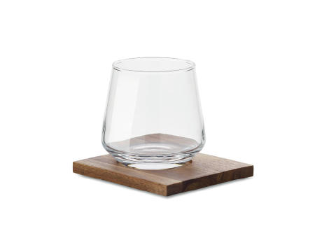 Glas mit Untersetzer