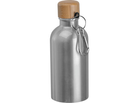 Edelstahltrinkflasche mit Karabiner, 400ml