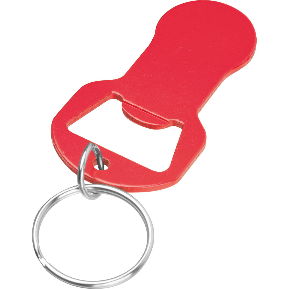 Recycelter Alu Schlüsselanhänger mit Einkaufswagenlöser und Flaschenöffner OLIVER 