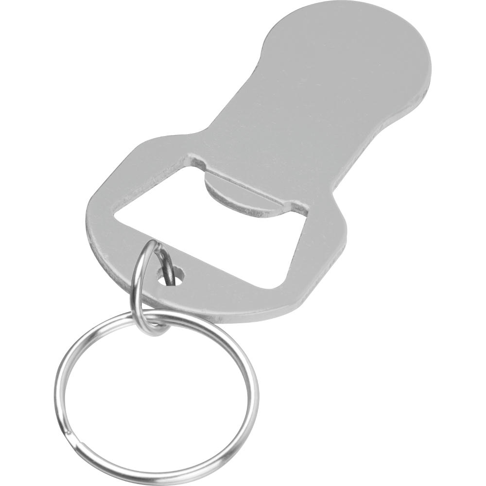 Recycelter Alu Schlüsselanhänger mit Einkaufswagenlöser und Flaschenöffner OLIVER 