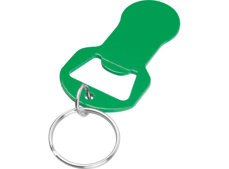 Recycelter Alu Schlüsselanhänger mit Einkaufswagenlöser und Flaschenöffner OLIVER 