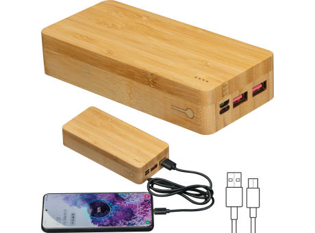 Powerbank aus Bambus 20.000 mAh VALERIA kaufen bei WeBRANDit24 GmbH