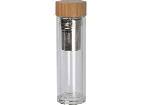 Vakuum Borosilikat Glasflasche mit Teesieb, 420ml HENDRIK