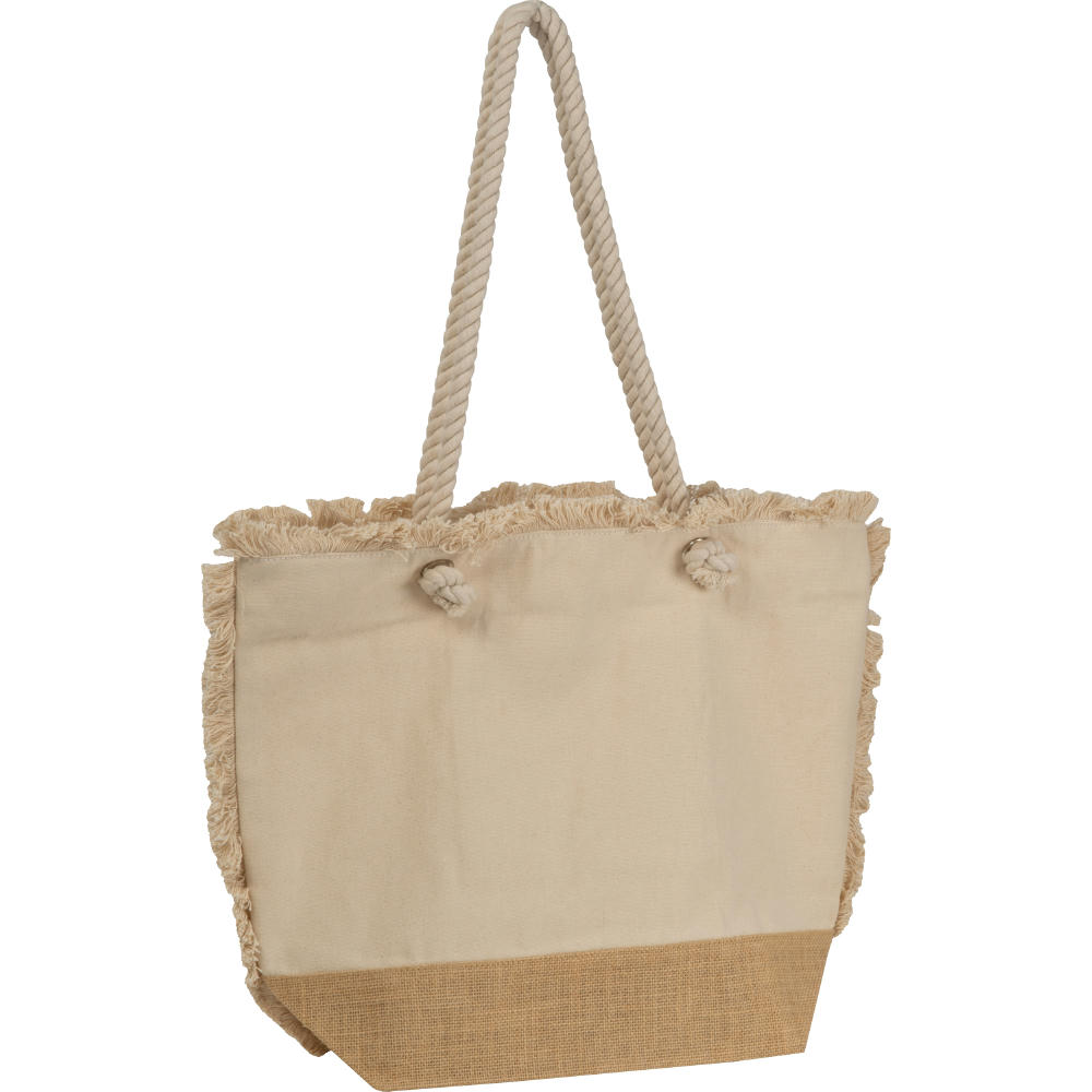 Strandtasche mit Juteboden und Fransen RICARDA
