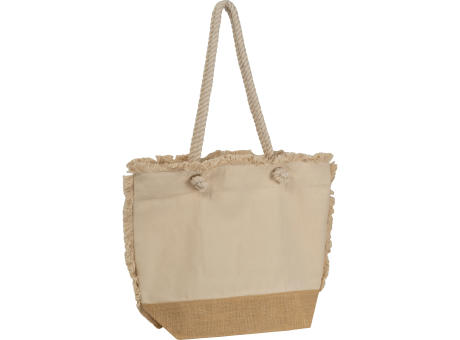 Strandtasche mit Juteboden und Fransen RICARDA