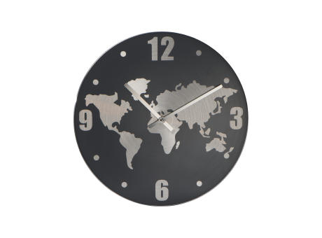 Wanduhr aus Aluminium mit Weltkarte BALTASAR