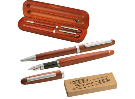 Holz Schreibset mit Kugelschreiber und Füllfederhalter