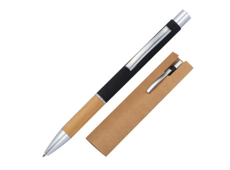 Aluminium Kugelschreiber mit Bambusgriffzone 