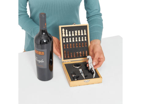 BAMBOO CHESS - Weinset mit Schachspiel