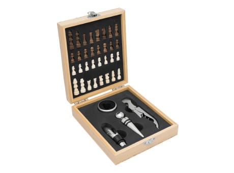Weinset BAMBOO CHESS mit Schachspiel