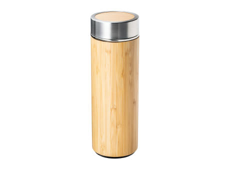 Isolierflasche aus Edelstahl und Bambus mit Teesieb RETUMBLER-ADAMUZ