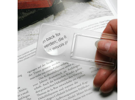 Zettelklammer mit Lupe