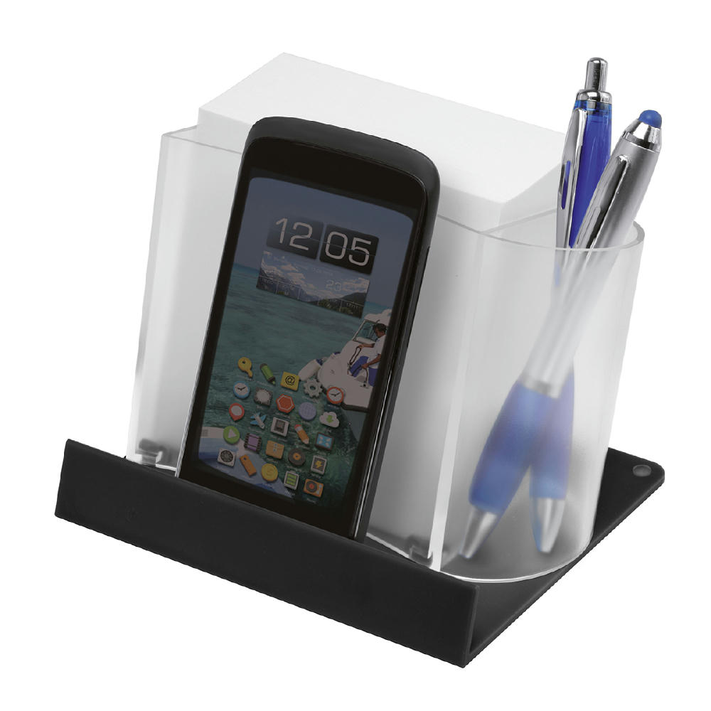 Smartphone-/Tabletständer mit Zettelbox und Köcher