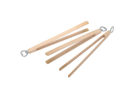 Grillzange Holz mit Flaschenöffner