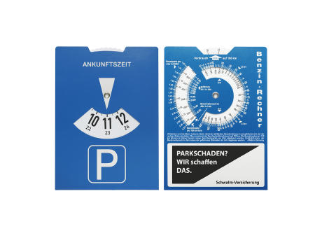 Kartonparkscheibe mit Benzinrechner