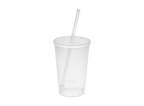 Trinkbecher "Vital", 500 ml mit Deckel und Strohhalm