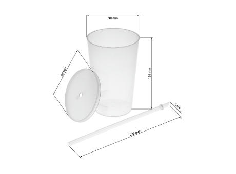 Trinkbecher "Vital", 500 ml mit Deckel und Strohhalm