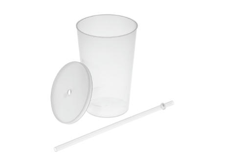Trinkbecher "Vital", 500 ml mit Deckel und Strohhalm