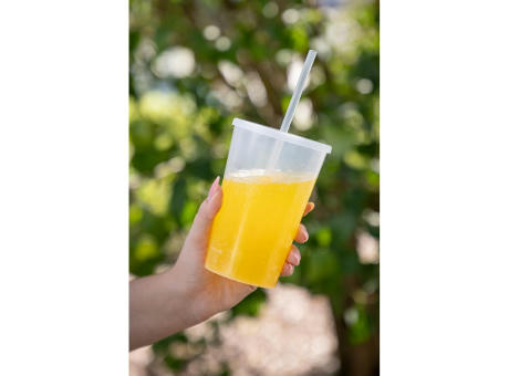 Trinkbecher "Vital", 500 ml mit Deckel und Strohhalm